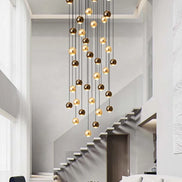 Modern LED Crystal Chandelier Art Decor Ball Long Hanging Lamps for Staircase Minimalist Round Gold Creative Lighting Fixtures