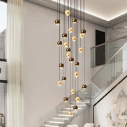Modern LED Crystal Chandelier Art Decor Ball Long Hanging Lamps for Staircase Minimalist Round Gold Creative Lighting Fixtures