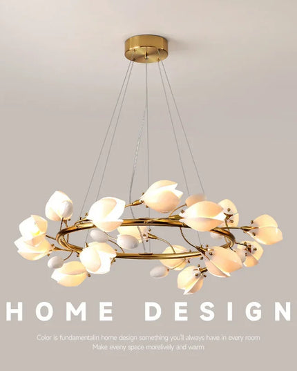 Modern Luxury French Creamy Wind Ceramic Chandelier Living Dining Room Bedroom Led Pendant Lamp Home Decor Hanging Light Fixture