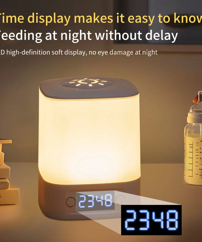 LED Night Lamp Rechargeable Table Lamp Clock Display Soft Sleeping Lamp Touch Switch Bedside Lamp for Bedroom Decor