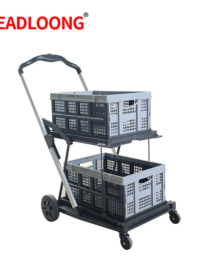 LEADLOONG Wholesale Two Tier Shopping Troller Factory Supermaket Equipment Double Desk Carts for Grocery  Store