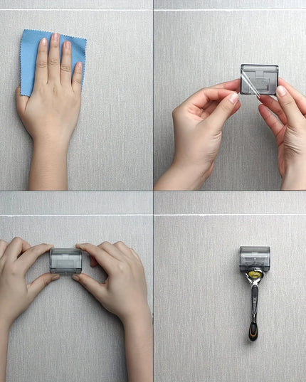 Black/Grey Easy-Install Shower Shaver and Electric Toothbrush Holder - Space-Saving Bathroom Organizer, Fragrance-Free Personal