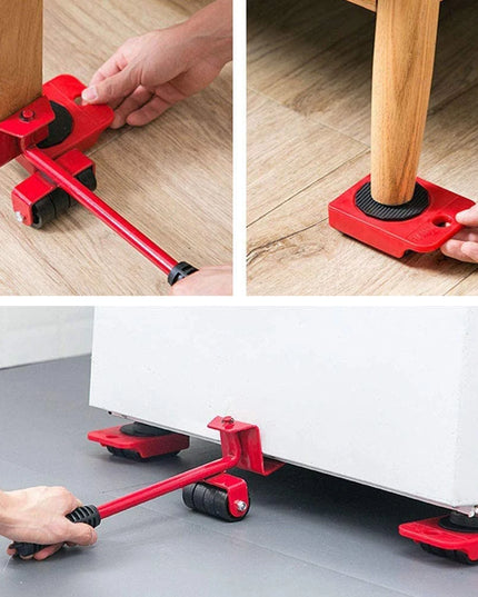 Professional Furniture Mover Tool Set Heavy Stuffs Transport Lifter Wheeled Mover Roller with Wheel Bar Moving Hand Device