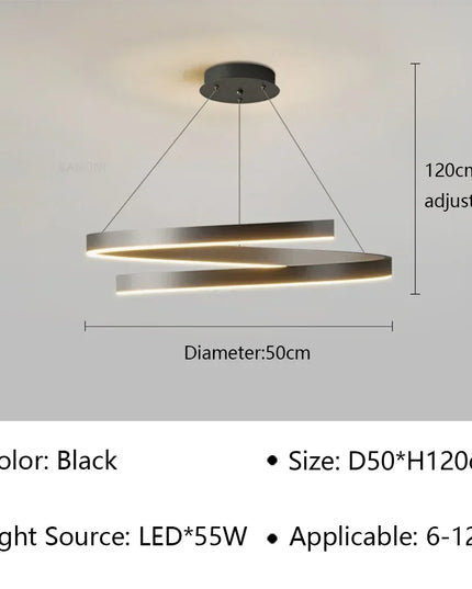 Modern LED spiral chandelier is suitable for living room dining room bedroom study villa home decoration lighting room decoratio