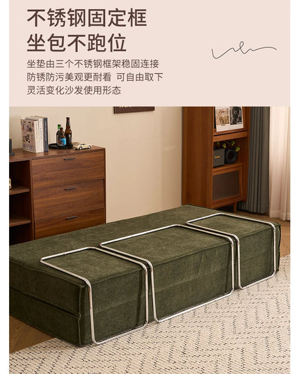 Folding Dual-use Modular Compression Sofa Bed Living Room Bedroom Home Lazy Pudding Retro Style Tatami Sofa