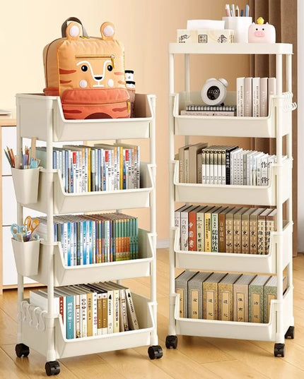 Children's Bookcases Rack Cart Home Toy Storage Reading Shelves Furniture With Wheels Removable Small Bookshelves With Wheels