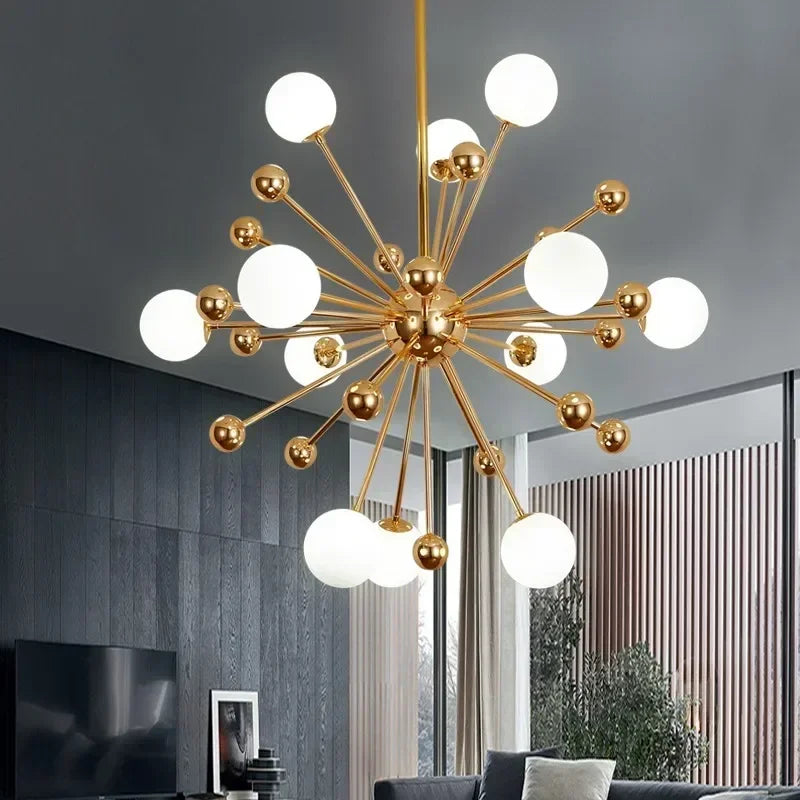 Modern Global Led Chandelier Kitchen Restaurant Living Room Pendant Lamp Organic Glass Acrylic Artificial Satellite Decor Lights
