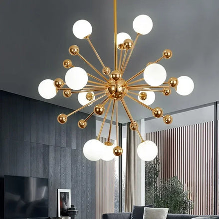 Modern Global Led Chandelier Kitchen Restaurant Living Room Pendant Lamp Organic Glass Acrylic Artificial Satellite Decor Lights