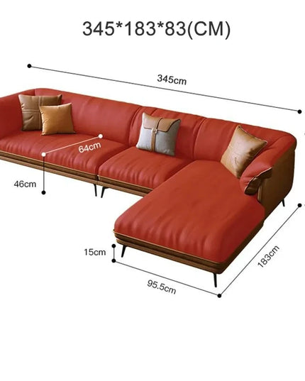 Modern Minimalist Living Room Leather Sofa  Apartment Furniture Set Combination Wtih Customzied Color