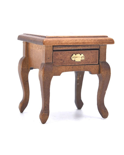 Dollhouse Miniature Furniture Wooden Bedside Drawer Table Nightstand Cabinet