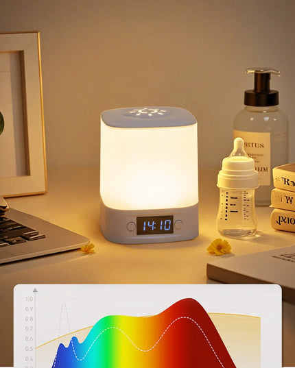 LED Night Lamp Rechargeable Table Lamp Clock Display Soft Sleeping Lamp Touch Switch Bedside Lamp for Bedroom Decor
