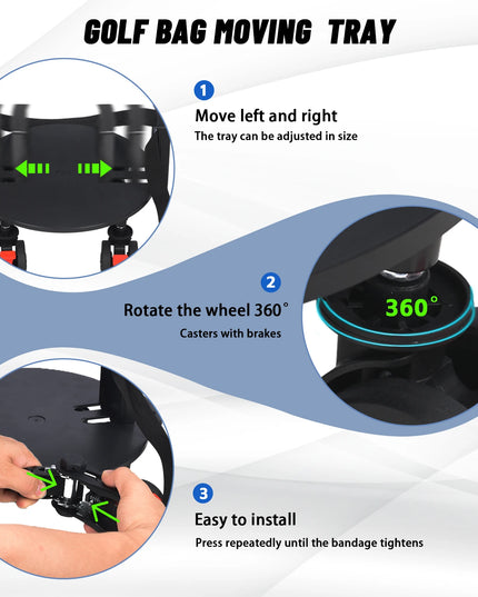 Golf Bag 360° Universal Wheel Trolley DetachablePortable Club Stand Mobile Base