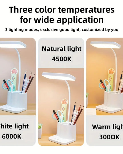 USB Rechargeable Table Lamp Learning Dormitory Bedroom Bedside LED Night Light Eye Protection 3 Levels Dimmable Touch Desk Lamp