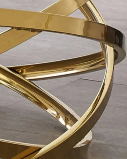 --Stainless steel frame living room side table golden glass top round coffee table modern sets clear fashion indoor