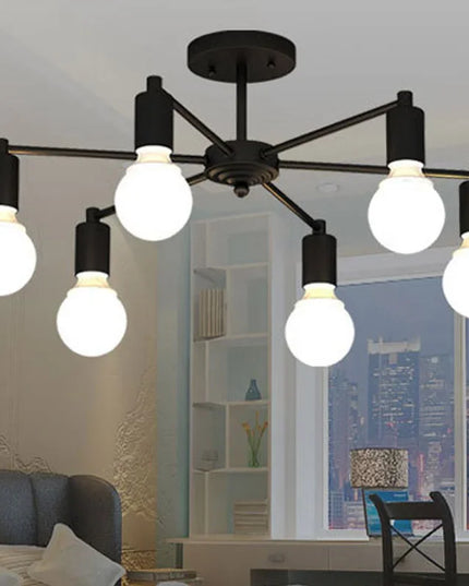 Modern Chandelier  Industrial  Living Room Black E27 Hotel Hall Home Decor Parlor Retro Simple Household Art Pendant Lights
