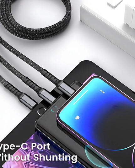 3 in 1 100W USB A Cable Fast Charging Micro USB Data Cord Phone Charger Quick Charge Cable For iPhone Samsung Xiaomi Huawei