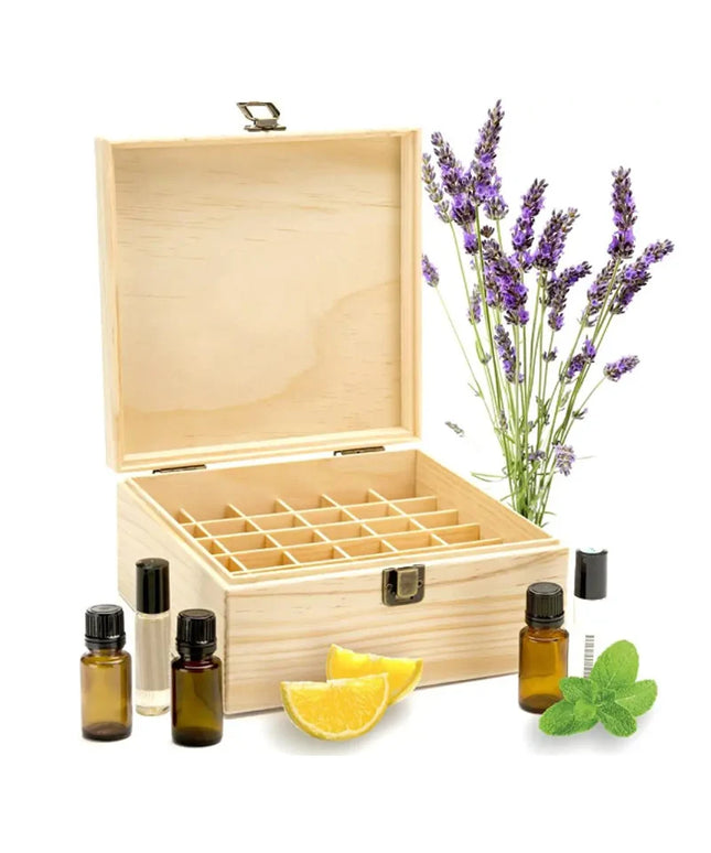 Essential Oil Wooden Storage Box 12/25 Slots Carry Organizer Essential Oil Bottles Aromatherapy Container Storage Box Case