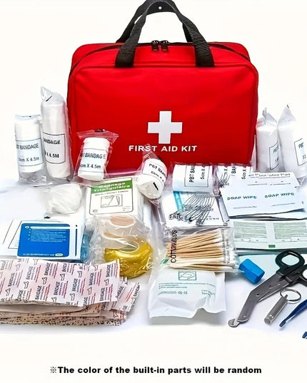 First Aid Kit - 188 pcs - for car, home, travel, camping, office or sport, fully stocked with emergency and survival essentials