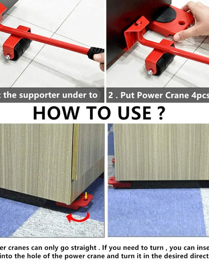 Professional Furniture Mover Tool Set Heavy Stuffs Transport Lifter Wheeled Mover Roller with Wheel Bar Moving Hand Device