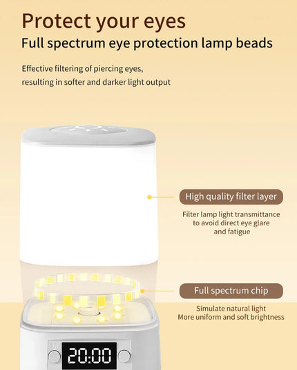 LED Night Lamp Rechargeable Table Lamp Clock Display Soft Sleeping Lamp Touch Switch Bedside Lamp for Bedroom Decor
