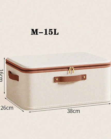 Foldable Clothes Storage Box, Closet Organizer Container with Handle and Zipper,Suitable for Wardrobe, Closet,Blanket (Washable)