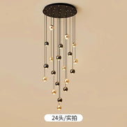 Modern LED Crystal Chandelier Art Decor Ball Long Hanging Lamps for Staircase Minimalist Round Gold Creative Lighting Fixtures
