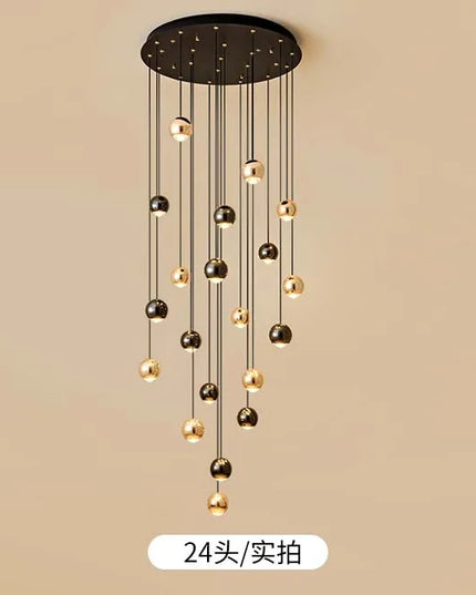 Modern LED Crystal Chandelier Art Decor Ball Long Hanging Lamps for Staircase Minimalist Round Gold Creative Lighting Fixtures