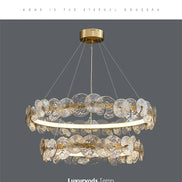 Modern LED Chandelier Lamp For Living Room Bedroom Dining Kitchen Ceiling Lights Ring Glass Flower Design Suspension Light