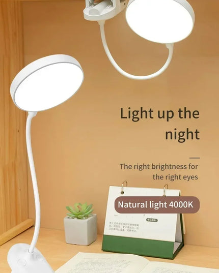 Portable USB Table Lamp Rechargeable Desk Lamp with Clip Bed Reading Night Light LED Touch 3 Modes Dimming Eye Protection Light