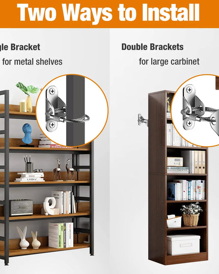 6 Sets Furniture Anchors Anti Tip Furniture Anchors for Baby Proofing, Safety Anchor Furniture Fasteners to Wall