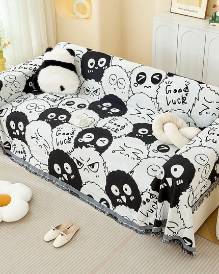 Sofa Towel  with Full Coverage Ins Cream Wind Cotton Yarn Camping Blanket Sofa Cushion Cover All  Season Universal All Inclusive