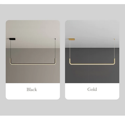 Modern LED Strip Chandelier Light Restaurant Kitchen Decor Ceiling Gold Hanging Pendants Living Room Lighting Indoor Lamp Lustre