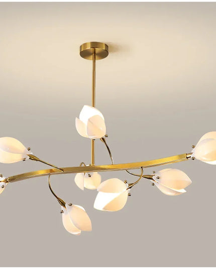 Modern Luxury French Creamy Wind Ceramic Chandelier Living Dining Room Bedroom Led Pendant Lamp Home Decor Hanging Light Fixture