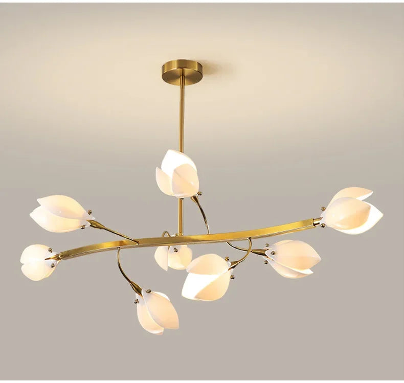 Modern Luxury French Creamy Wind Ceramic Chandelier Living Dining Room Bedroom Led Pendant Lamp Home Decor Hanging Light Fixture