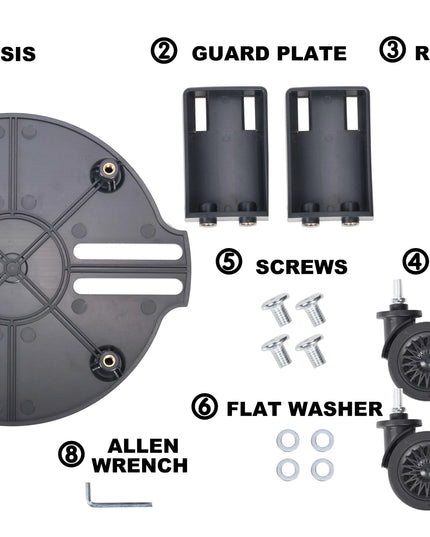 Universal Golf Bag Mobile Tray - Heavy-duty Rotating Wheel Trolley with Detachable Base Plate, Suitable for 8-10 Inch Golf Bags