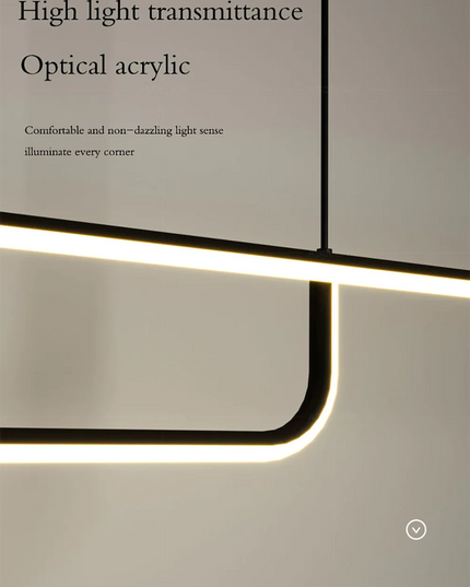 Modern LED Strip Chandelier Light Restaurant Kitchen Decor Ceiling Gold Hanging Pendants Living Room Lighting Indoor Lamp Lustre