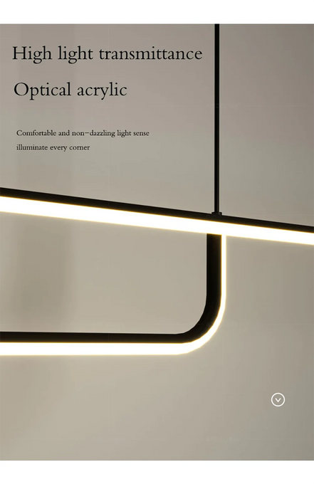 Modern LED Strip Chandelier Light Restaurant Kitchen Decor Ceiling Gold Hanging Pendants Living Room Lighting Indoor Lamp Lustre