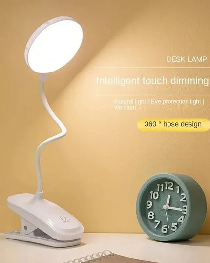 Portable USB Table Lamp Rechargeable Desk Lamp with Clip Bed Reading Night Light LED Touch 3 Modes Dimming Eye Protection Light