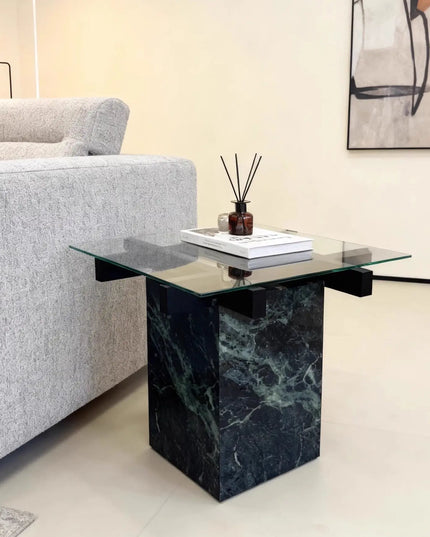Retro round hole stone edge few living room sofa simple small coffee table