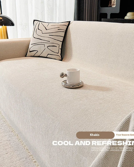 Home Sofa Cover With Tassel Living Room Sofas Blanket Cover Sofa Cover Seat 3 Seater Sofa Blanket Cover Beige