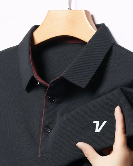 2025 new men's golf jersey summer collar, loose, elastic, quick drying and moisture absorption
