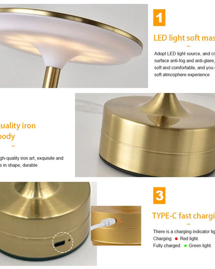 LED Table Lamp USB Rechargeabl Portable  Touch Sensor Desktop Night Light Bedroom Night Light Reading Lamps Decor Light