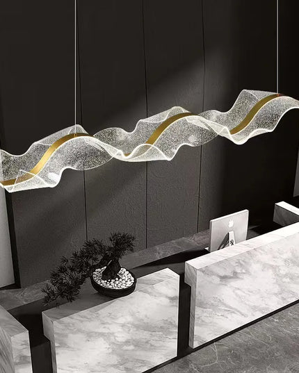 Modern Wave LED Pendant Lights for Living Restaurant Room Food Tables Bar Golden Chandelier Home Decor Hanging Light Fixture