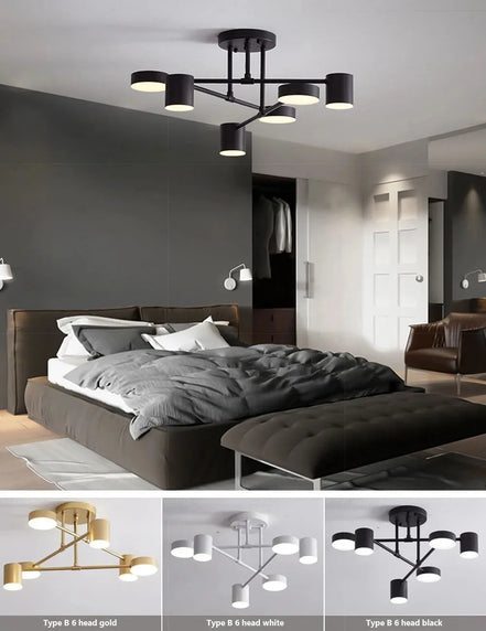 Modern LED Ceiling Chandelier White 6 Heads Hanging Lamp Light  For Ceiling Dining Living Rooms Bedroom Hall Home Decor Fixtures