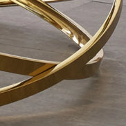 --Stainless steel frame living room side table golden glass top round coffee table modern sets clear fashion indoor