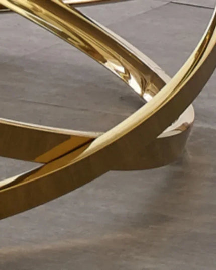 --Stainless steel frame living room side table golden glass top round coffee table modern sets clear fashion indoor