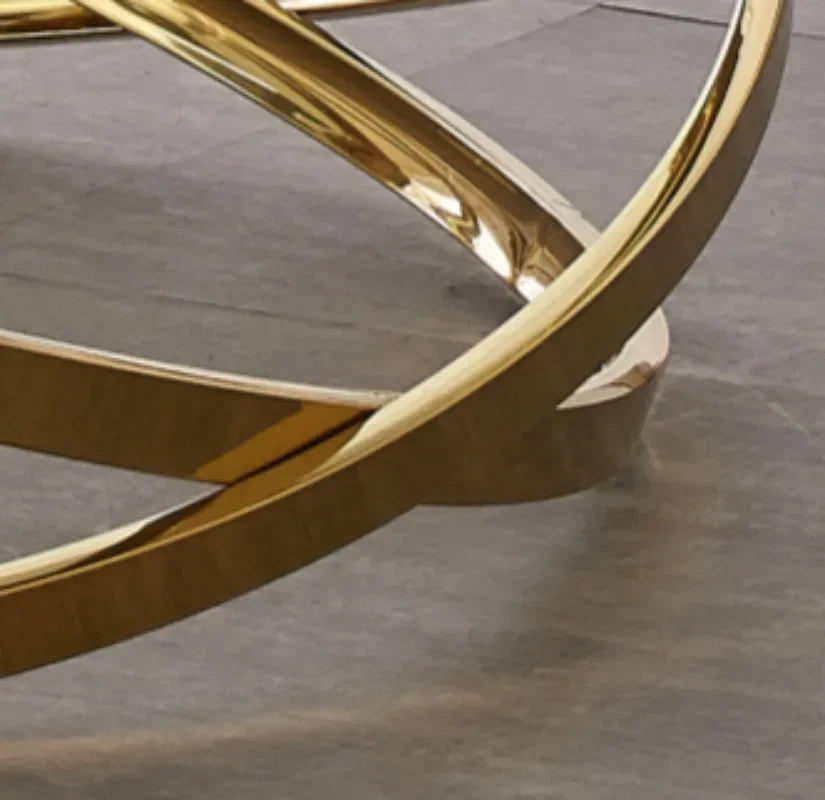 --Stainless steel frame living room side table golden glass top round coffee table modern sets clear fashion indoor