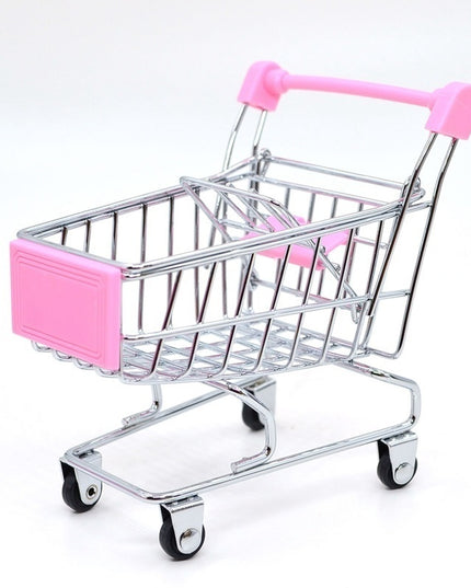 1:48 Mini Supermarket Shopping Trolley Cart Desktop Model Children's Toys Home Decoration Miniature