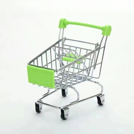 Small Mini Shopping Cart Model - Desktop Office Decorations, Ornaments, Storage Toys, Children's Simulated Supermarket Cart