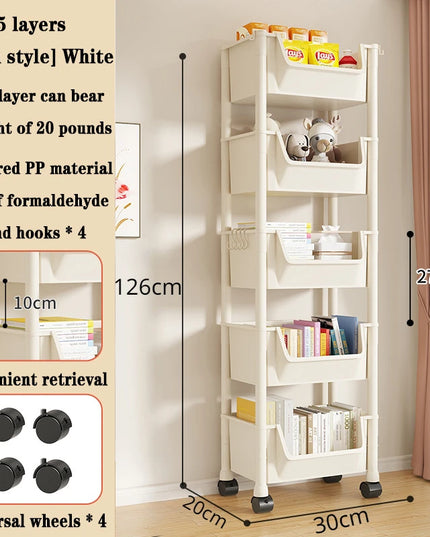 Children's Bookcases Rack Cart Home Toy Storage Reading Shelves Furniture With Wheels Removable Small Bookshelves With Wheels